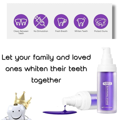 Purple Toothpaste for Teeth Whitening, Purple Teeth Whitening, Purple Teeth Whitening Foam, Tooth Stain Removal, Purple Toothpaste Teeth Whitener