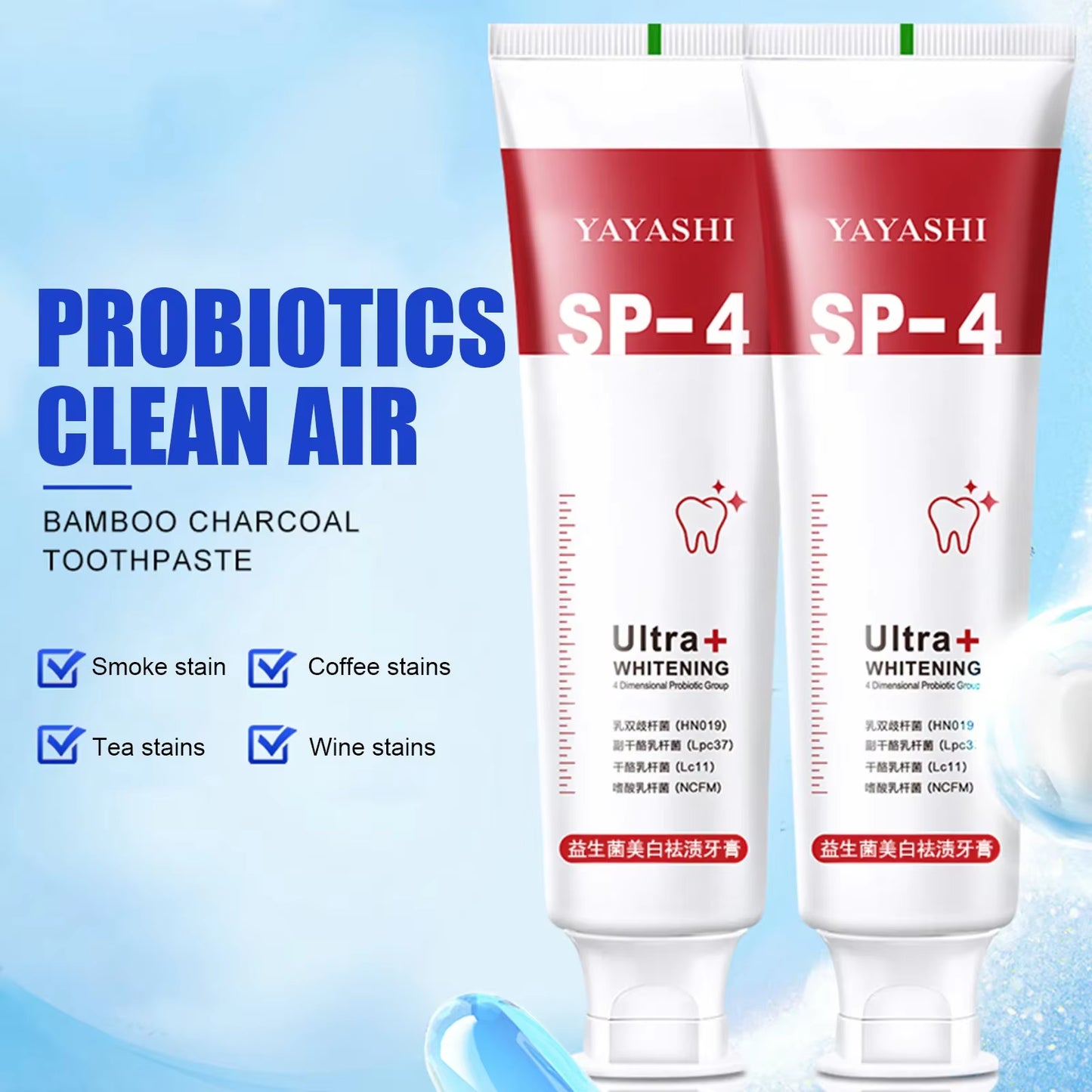 SP-4 Probiotic Whitening Toothpaste Teeth Whitening Fresh Breath Prevents Plaque Care Oral Hygiene Clean Dental Bleaching Tools