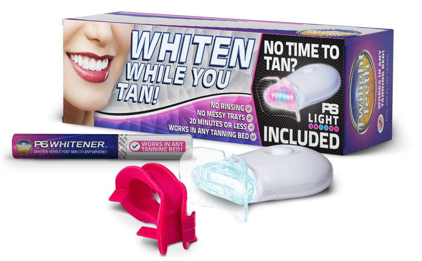 Whitening Kit | Specially Designed Kit Includes Whitener Gel, Mouthpiece for Tanning Bed Use & a Powerful UV Light Mouthpiece for at Home Whitening | No Rinse Gel Whitener Formula