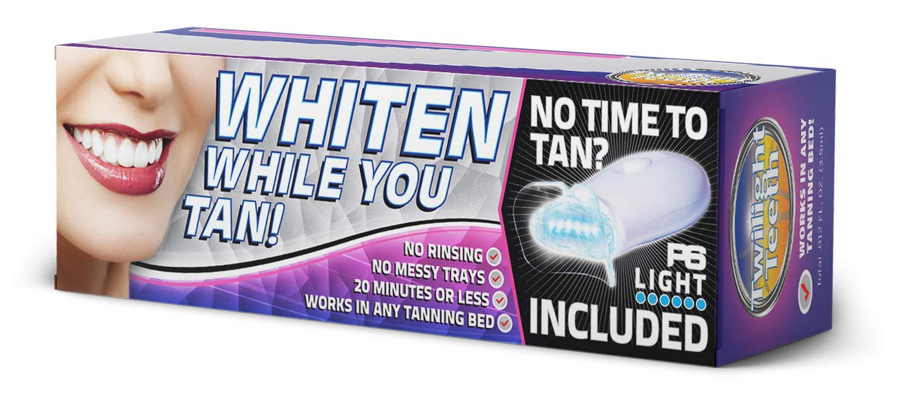 Whitening Kit | Specially Designed Kit Includes Whitener Gel, Mouthpiece for Tanning Bed Use & a Powerful UV Light Mouthpiece for at Home Whitening | No Rinse Gel Whitener Formula